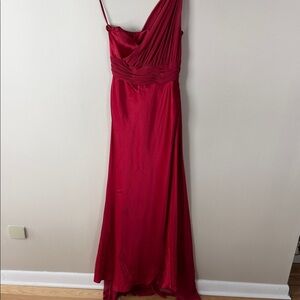 Bari Jay One Shoulder Gown in Rich Red